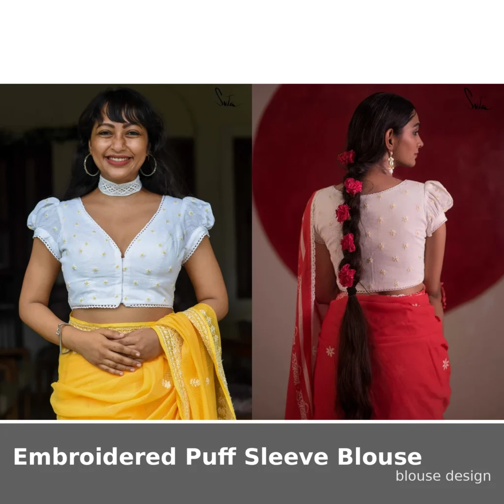 Embroidered Puff Sleeve Blouse