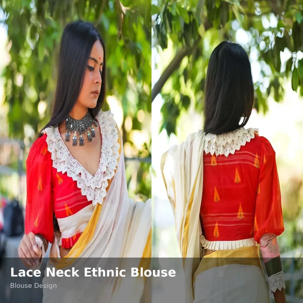 Lace Neck Ethnic Blouse