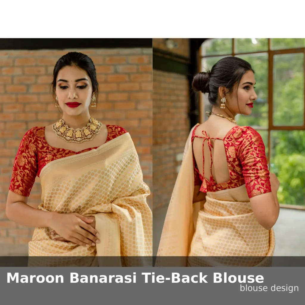 Maroon Banarasi Tie-Back Blouse