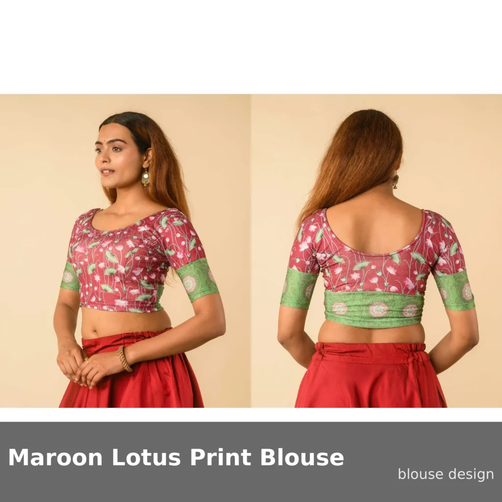 Maroon Lotus Print Blouse