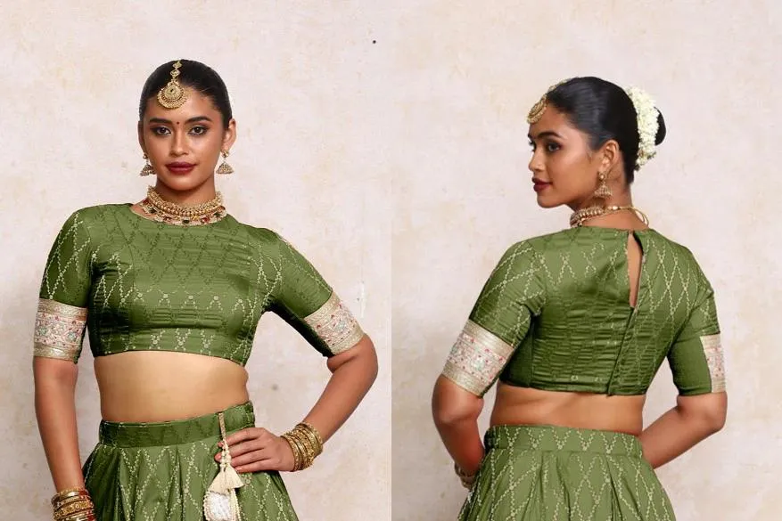 Traditional Green Pattern Blouse Design