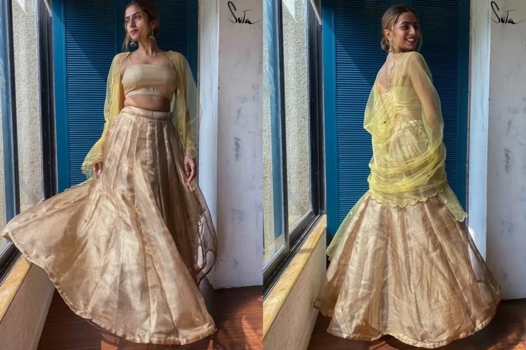 Golden Strapless Blouse with Sheer Shrug