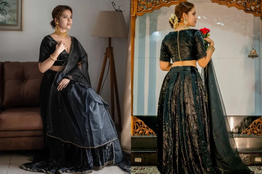 Classic Black Velvet Blouse Design