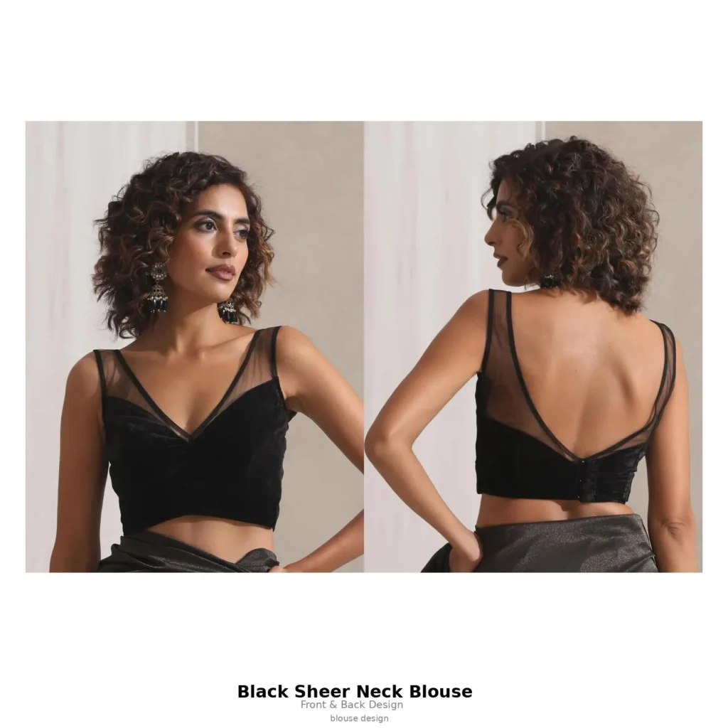 Black Sheer Neck Blouse