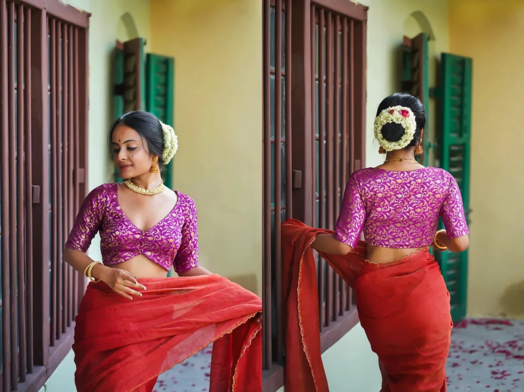 Magenta Brocade Classic Blouse