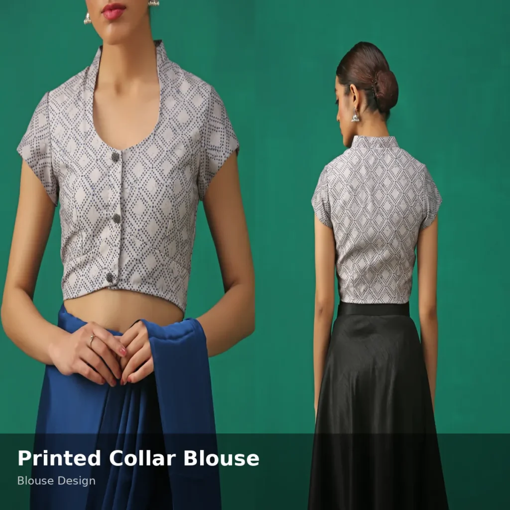Printed Collar Blouse Design