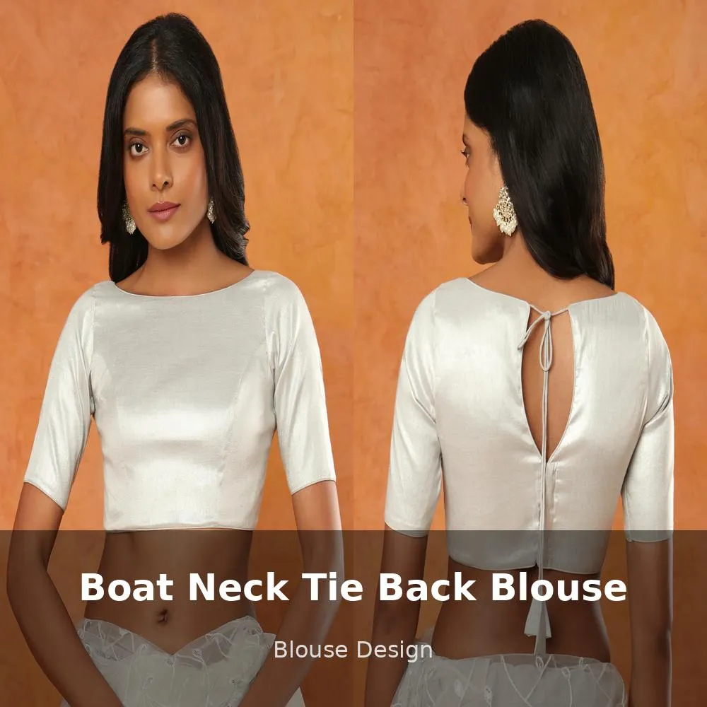 Boat Neck Tie Back Blouse