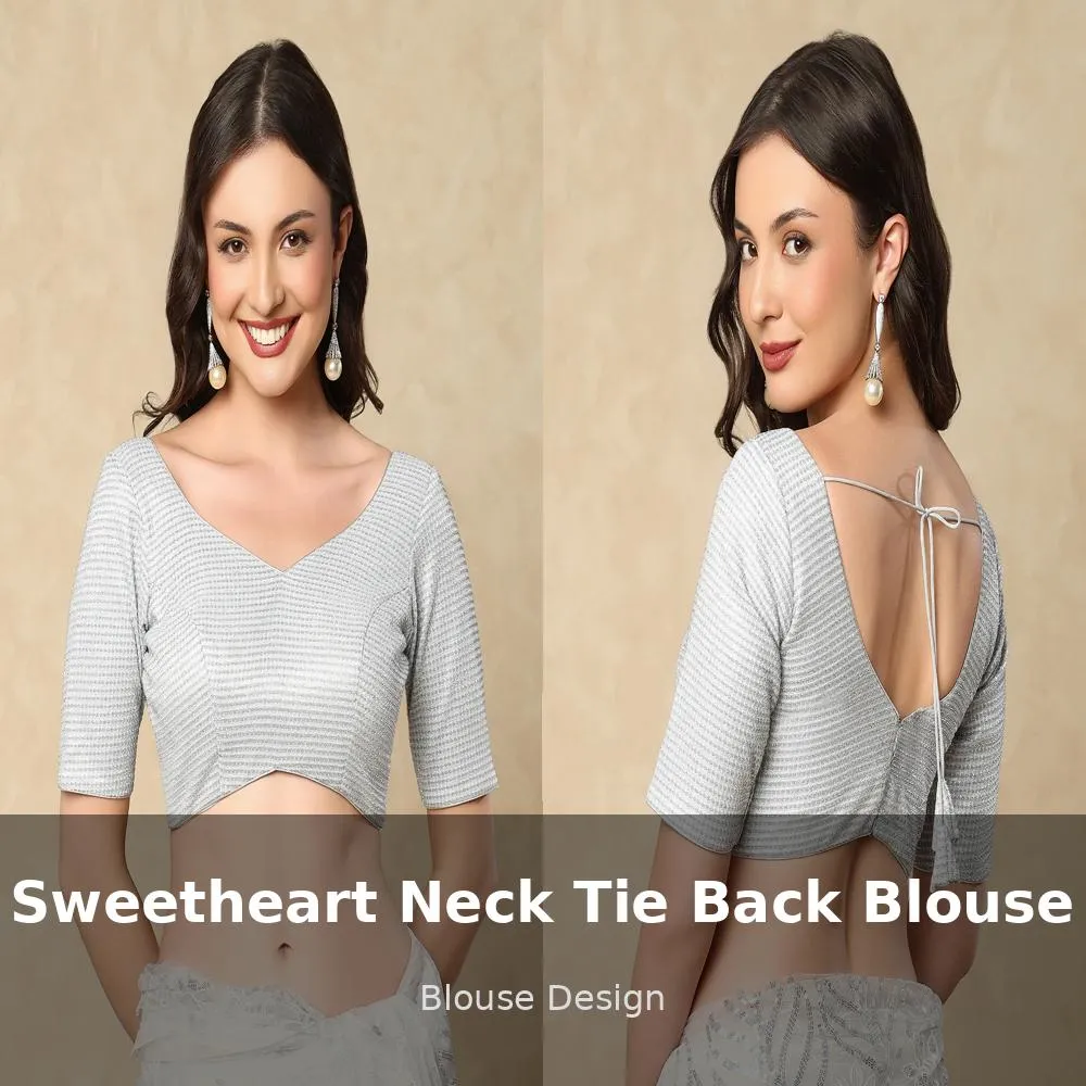 Sweetheart Neck Tie Back Blouse