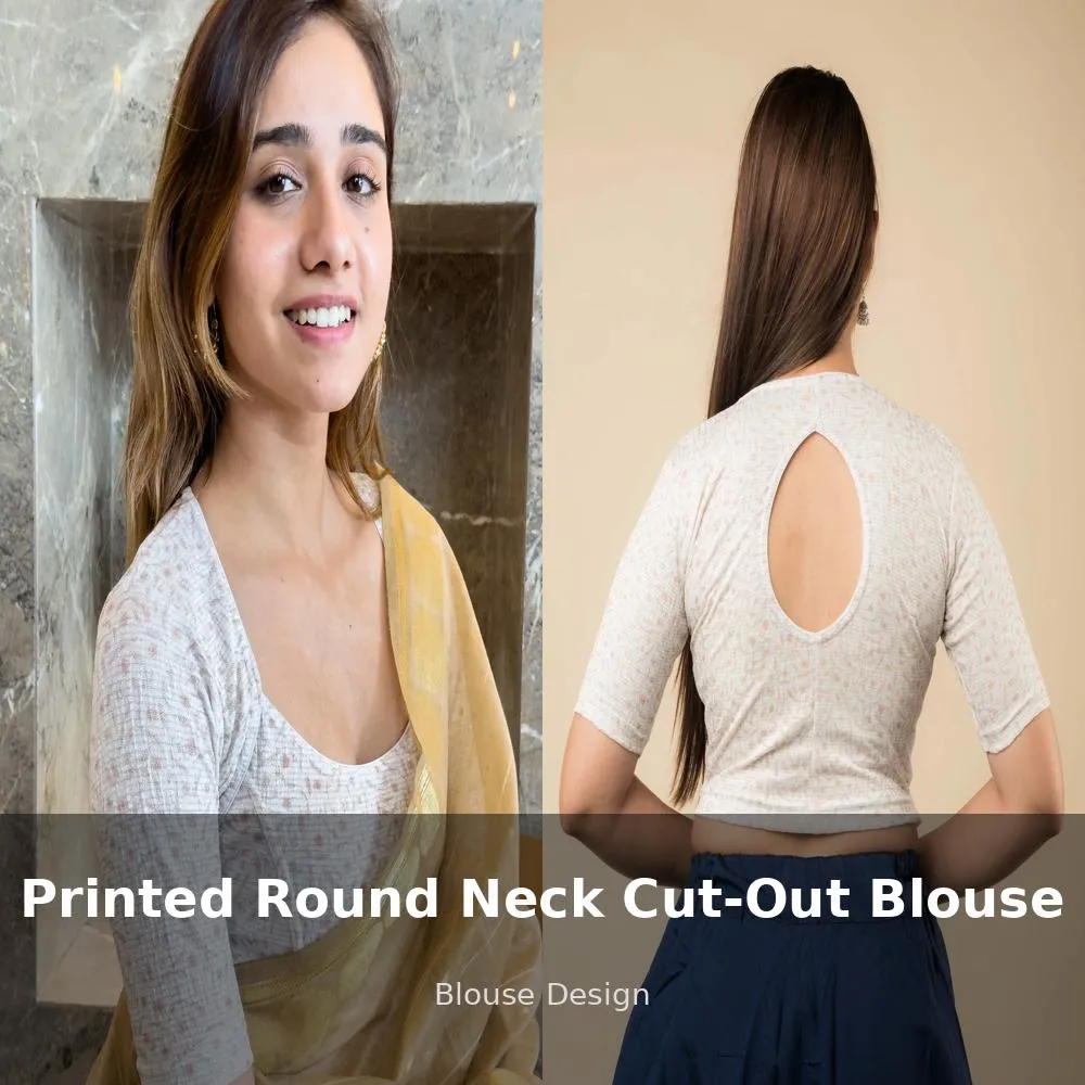 Printed Round Neck Cut-Out Blouse