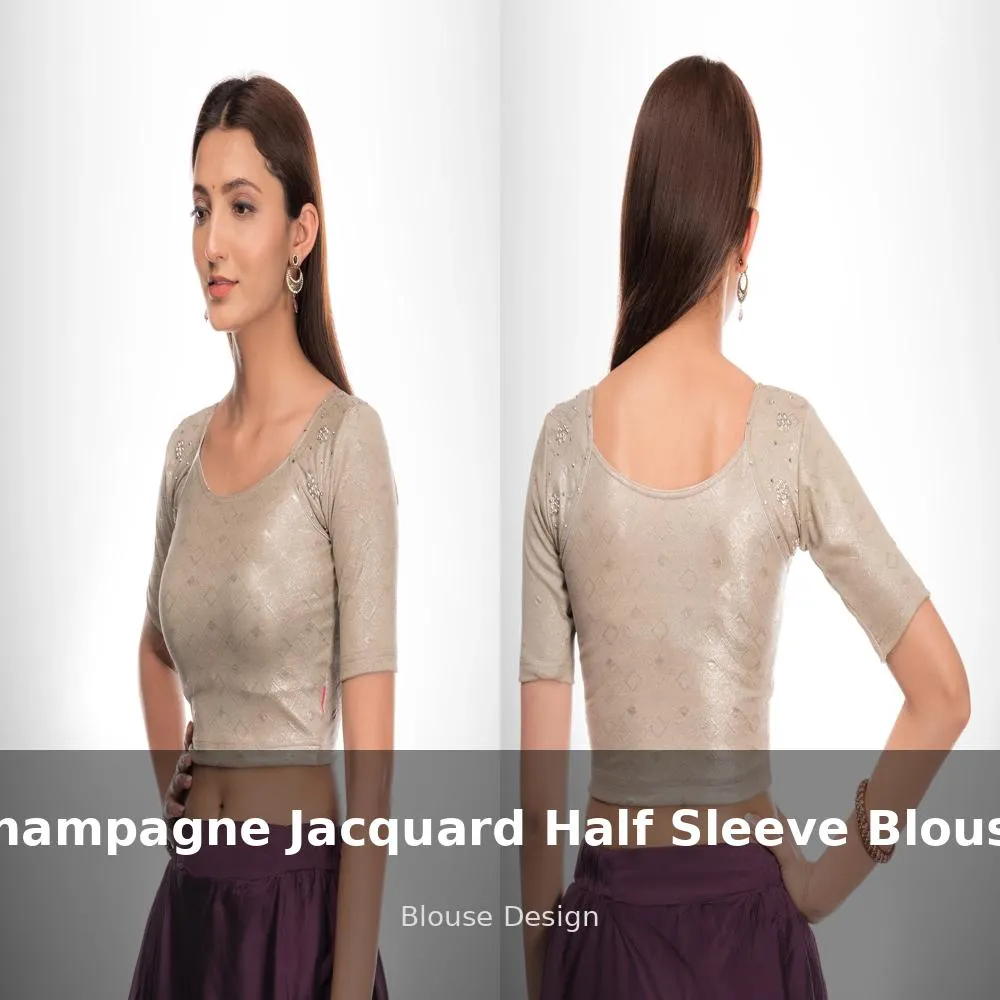 Champagne Jacquard Half Sleeve Blouse