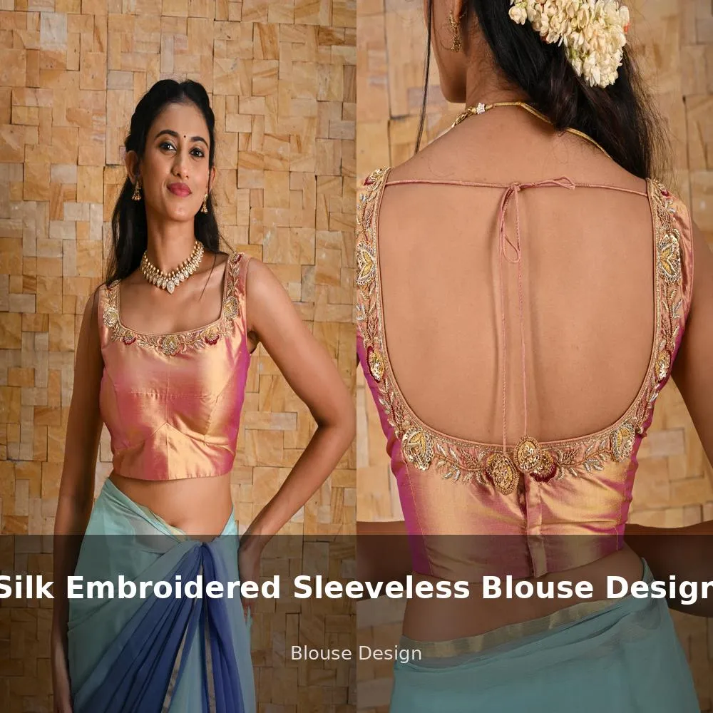 Silk Embroidered Sleeveless Blouse Design