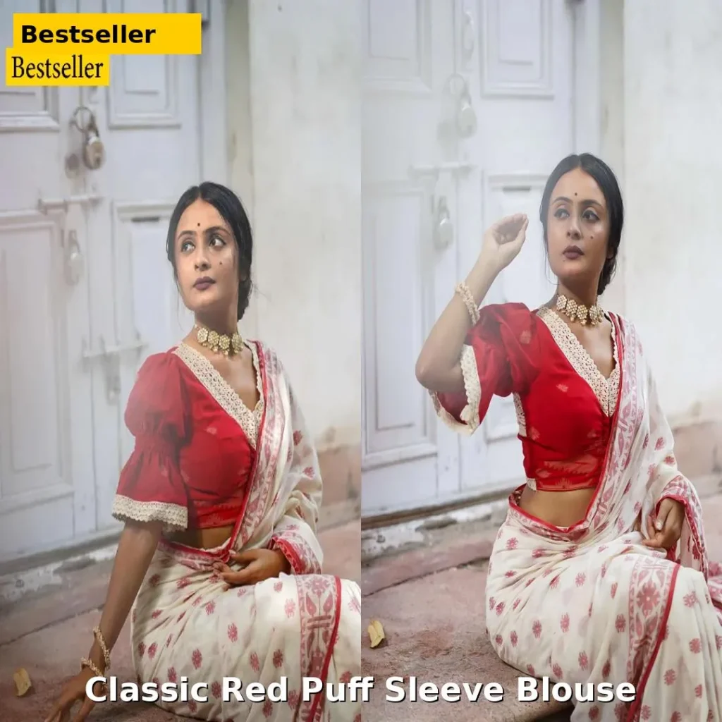 Classic Red Puff Sleeve Blouse
