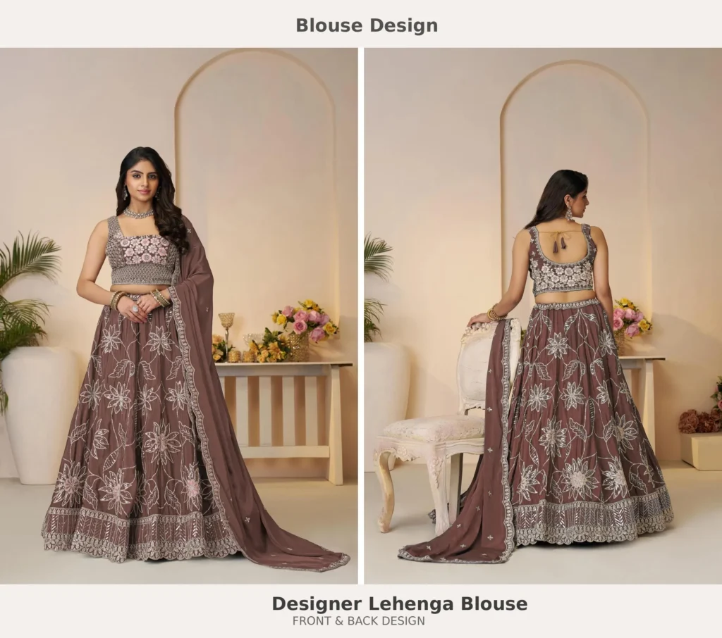 Brown flowerish Lehenga Blouse