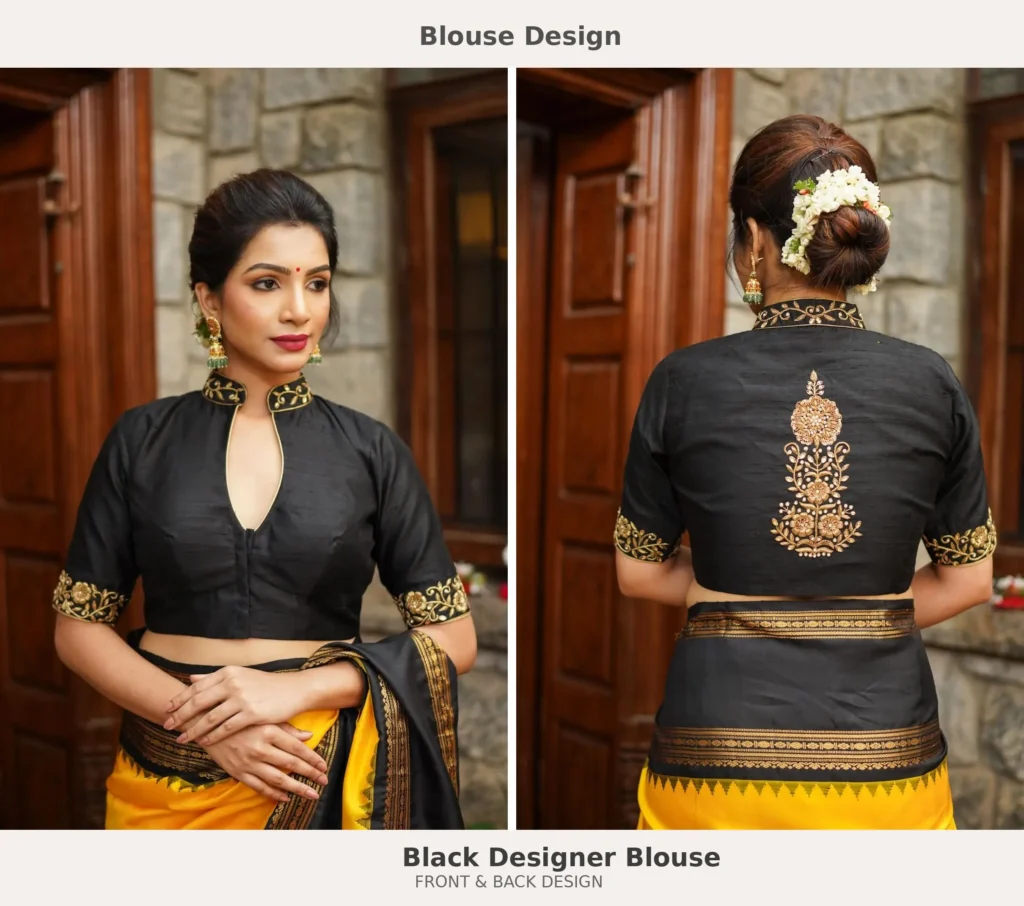 Party wear saree blouse - Black Designer Blouse