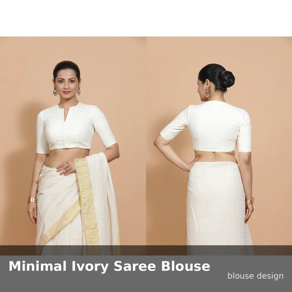 Minimal Ivory Saree Blouse