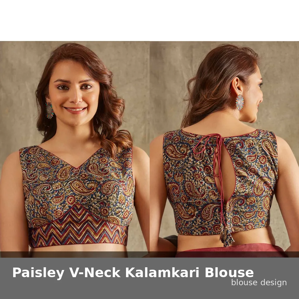Paisley V-Neck Kalamkari Blouse