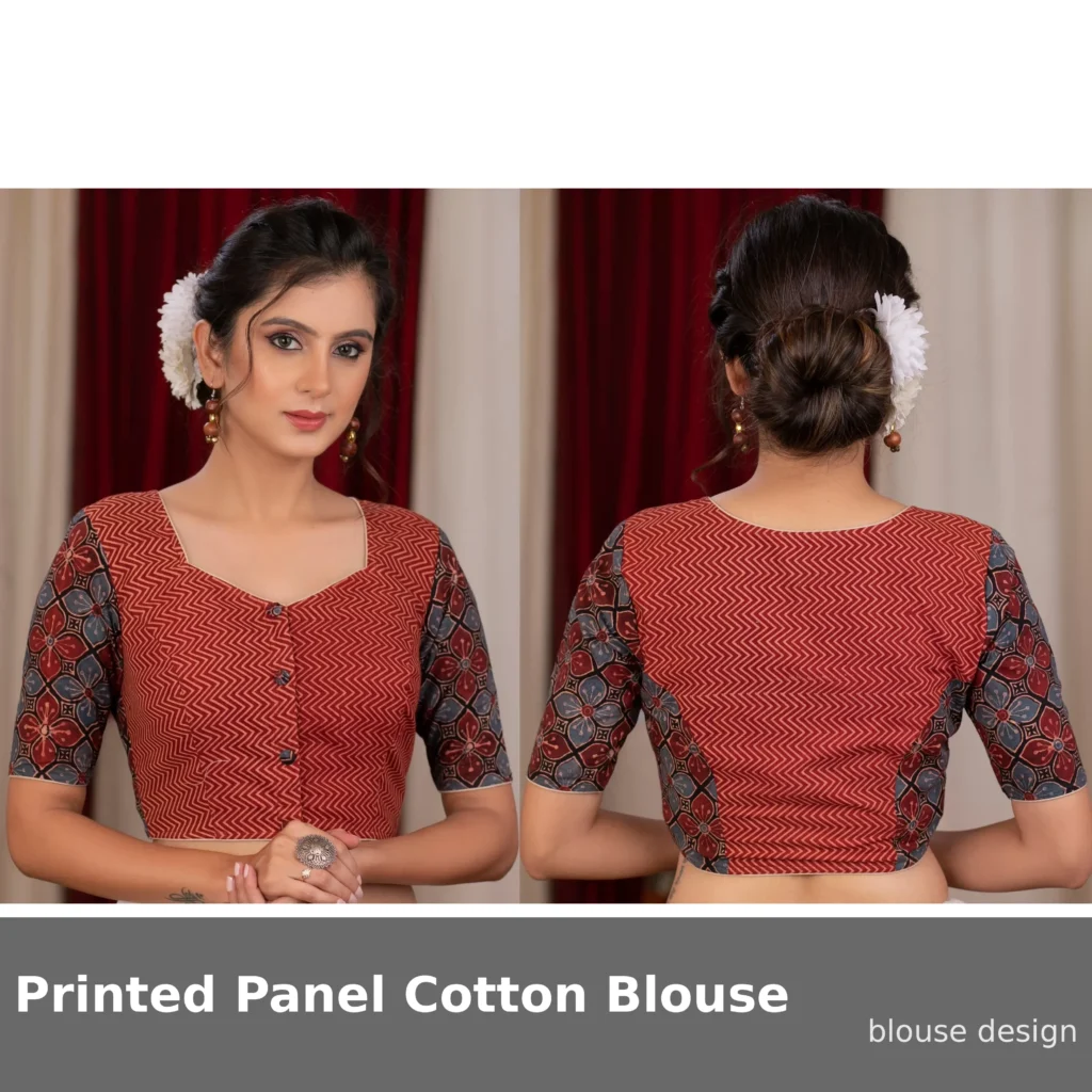 Printed Panel Cotton Blouse