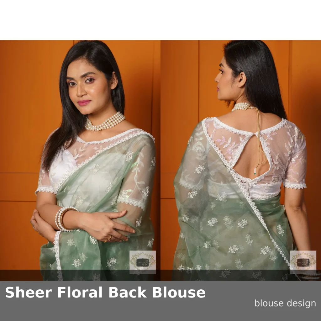 Sheer Floral Back Blouse
