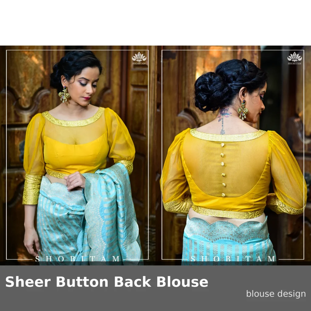 Sheer Button Back Blouse
