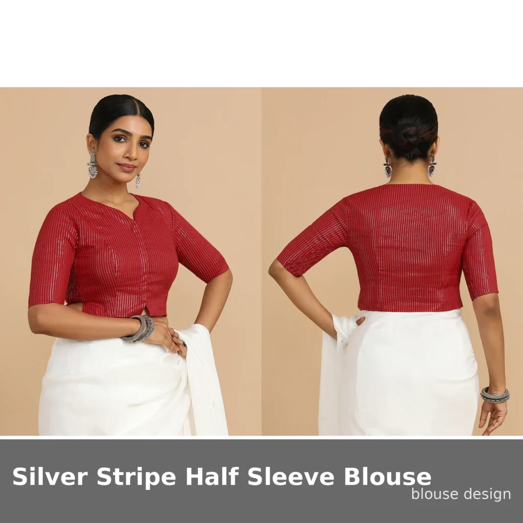 Silver Stripe Half Sleeve Blouse