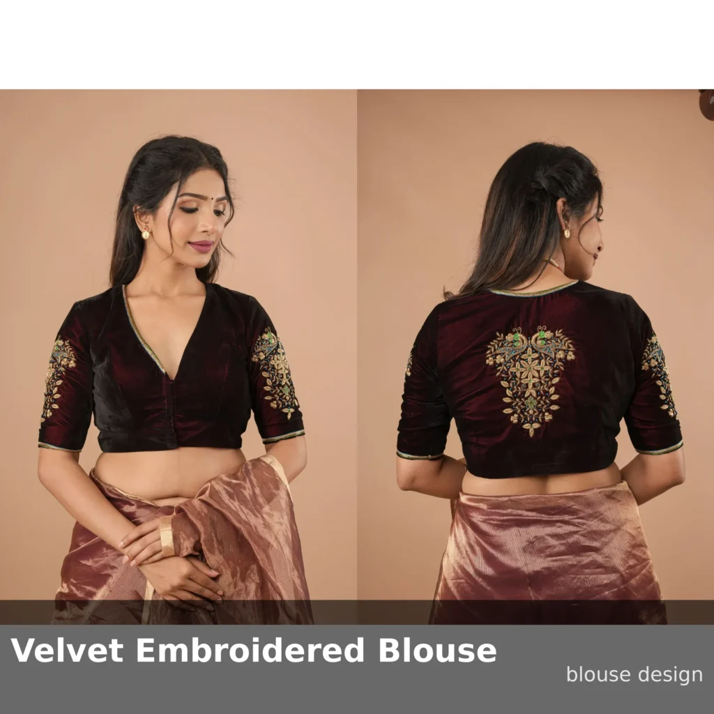 Velvet Embroidered Blouse