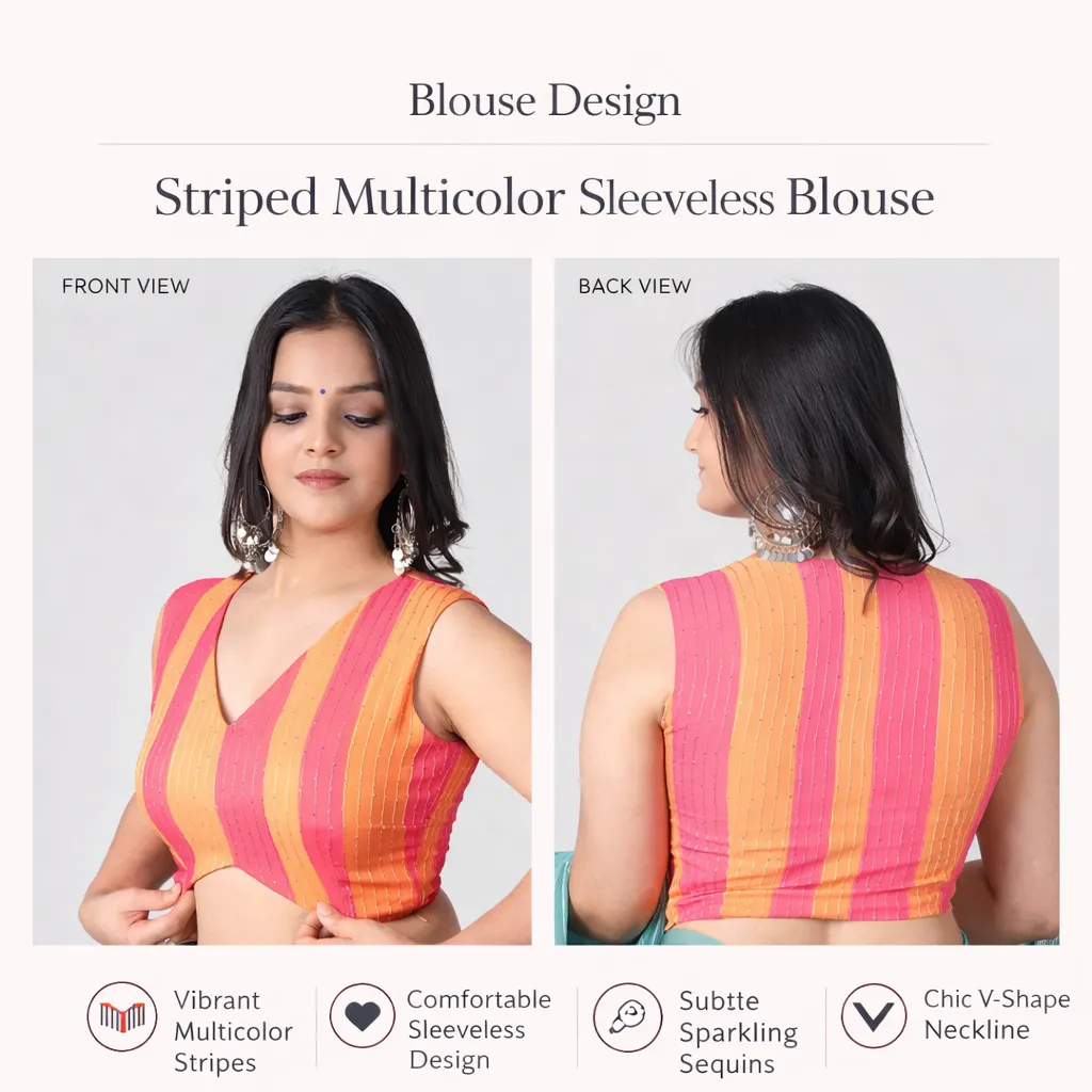 Striped Multicolor Sleeveless Blouse