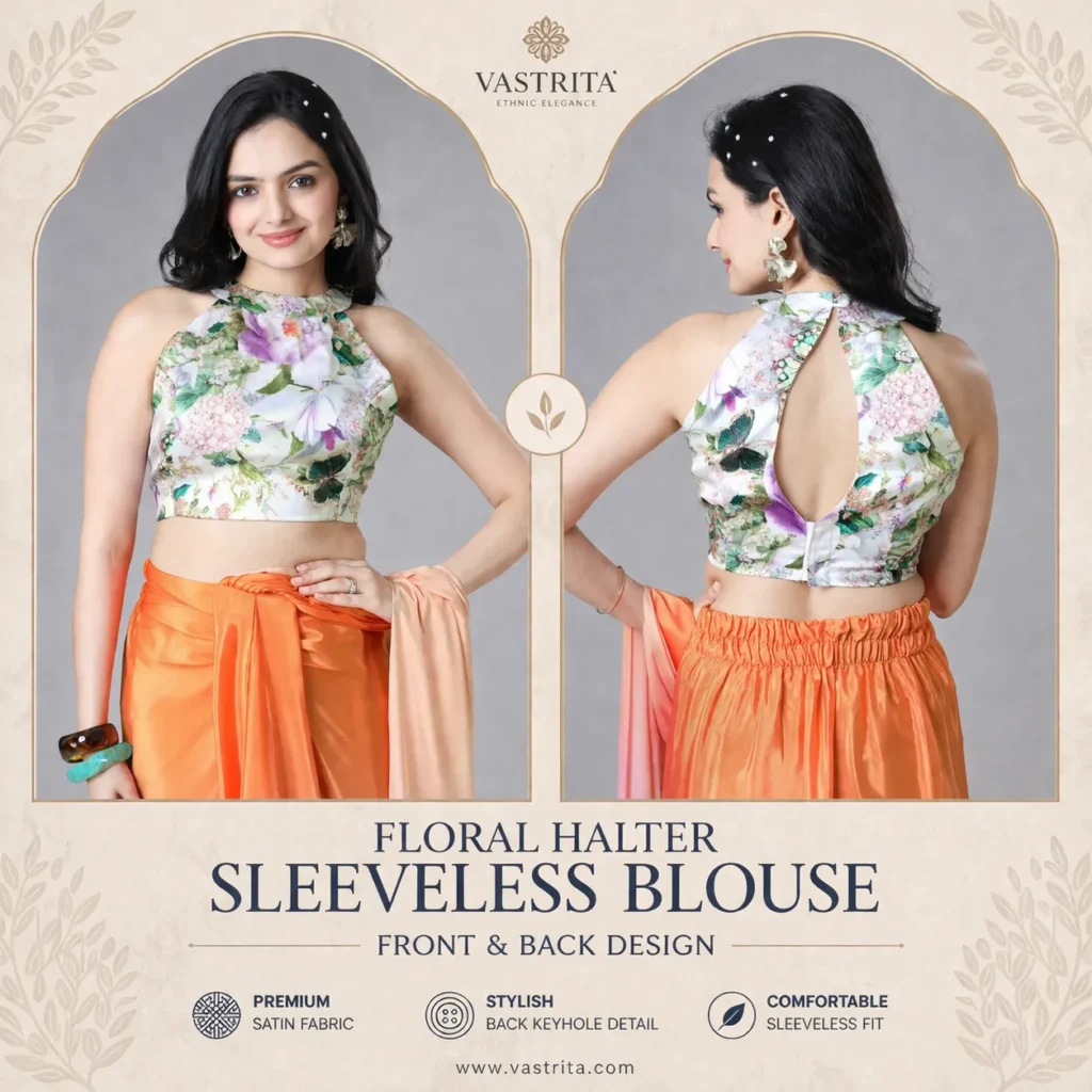 Floral Halter Sleeveless Blouse