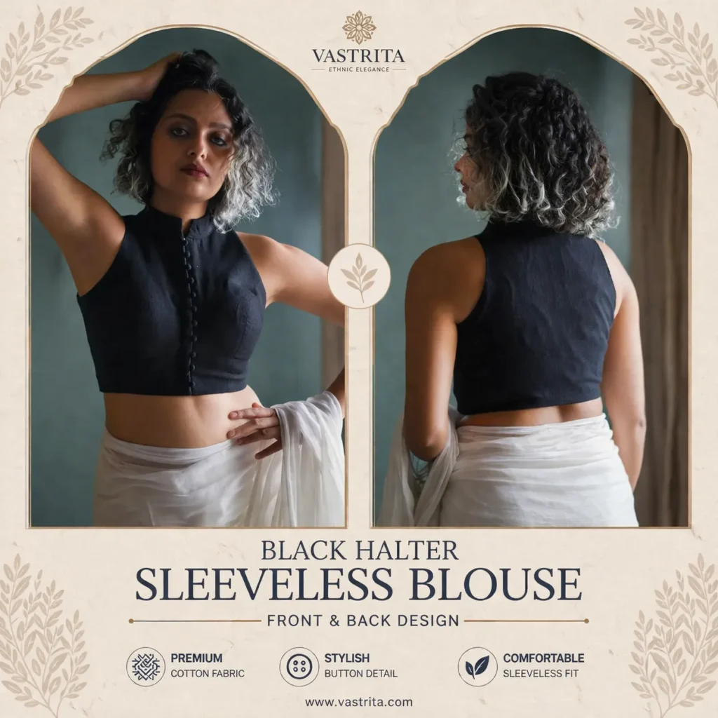 Black Halter Sleeveless Blouse