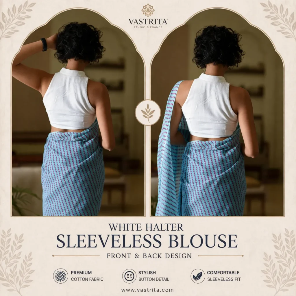 White Halter Sleeveless Blouse