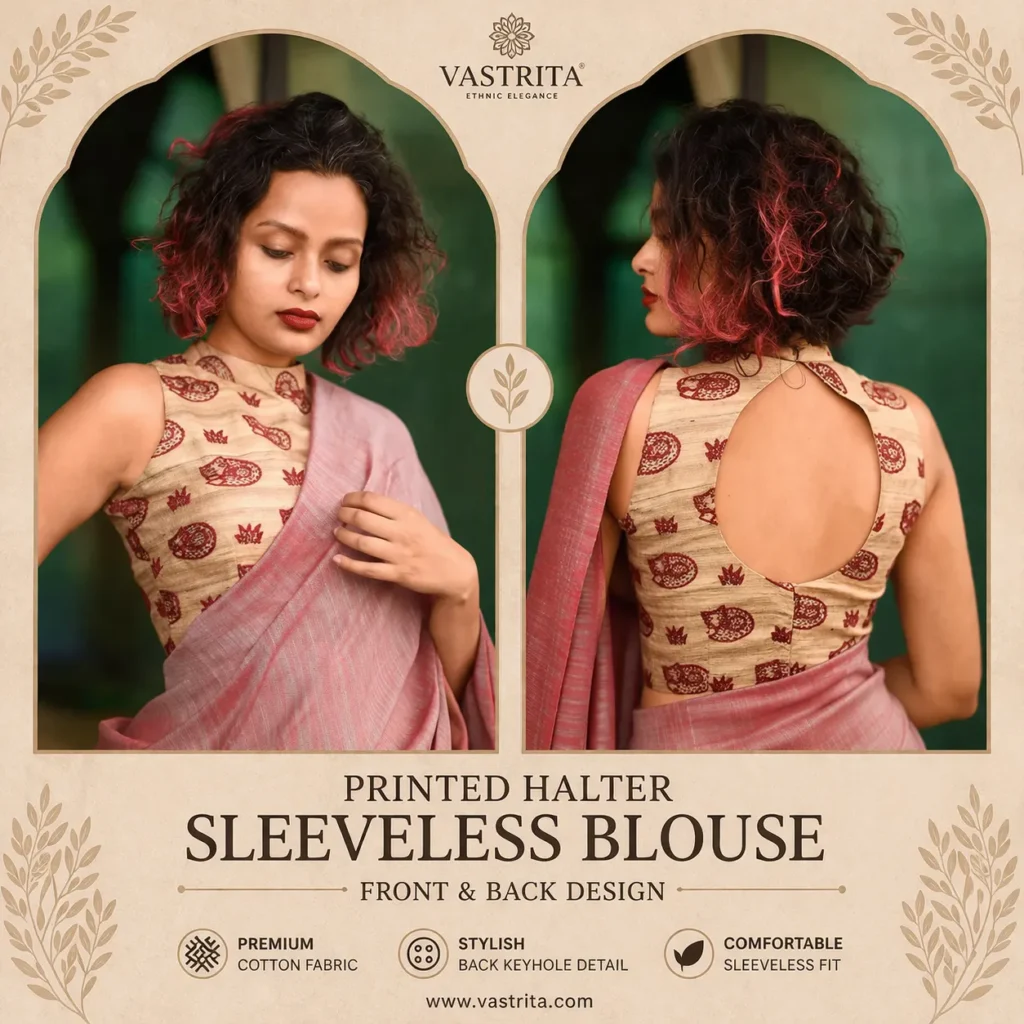 Printed Halter Sleeveless Blouse