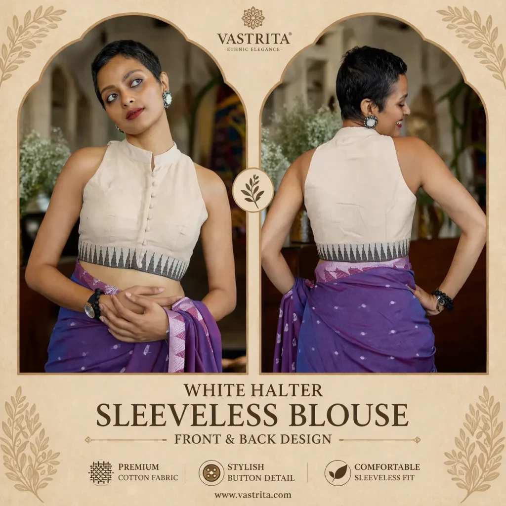 White Halter Sleeveless Blouse