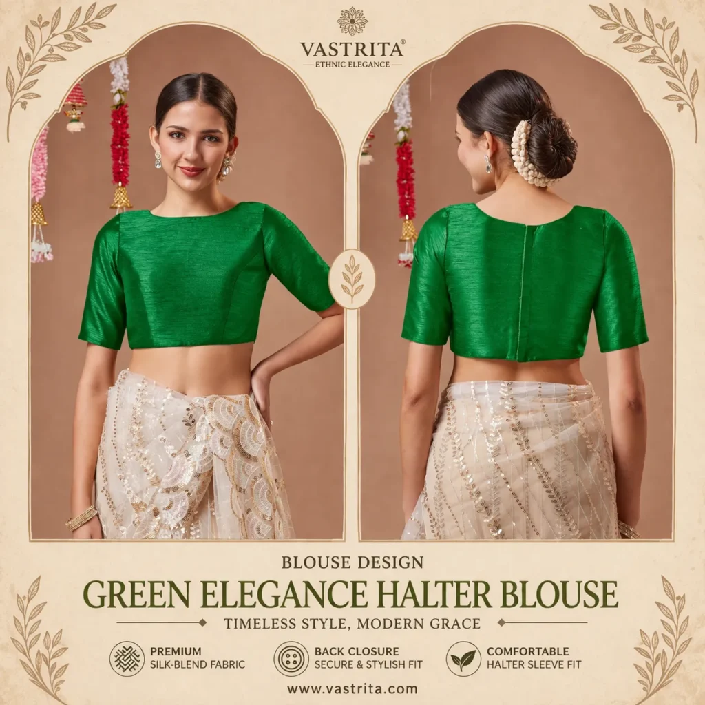 Green Elegance Halter Blouse
