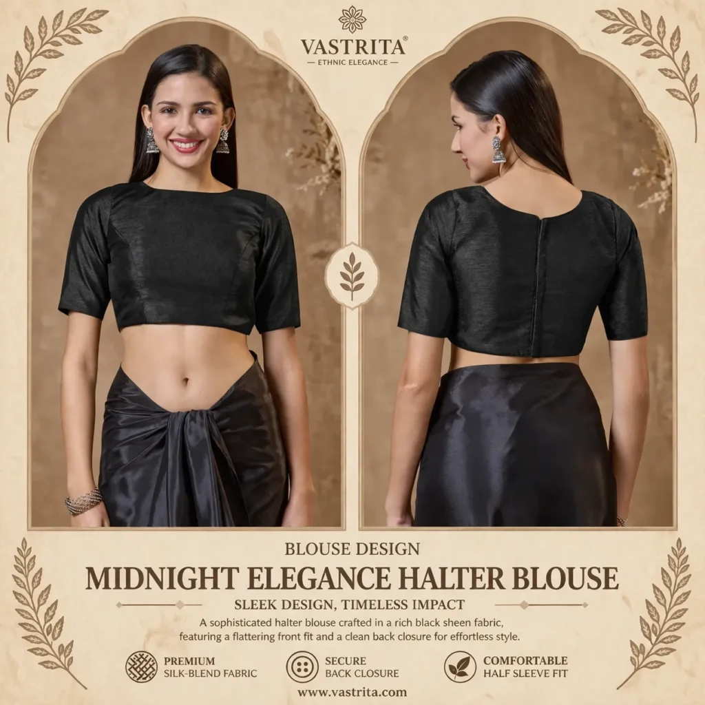 Midnight Elegance Halter Blouse