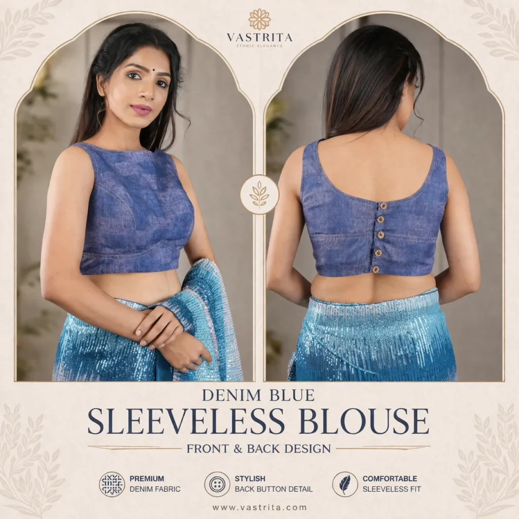 Denim Blue Sleeveless Blouse