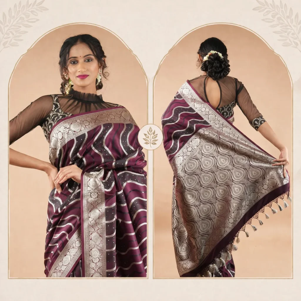 Sheer Neck Designer Saree Blouse